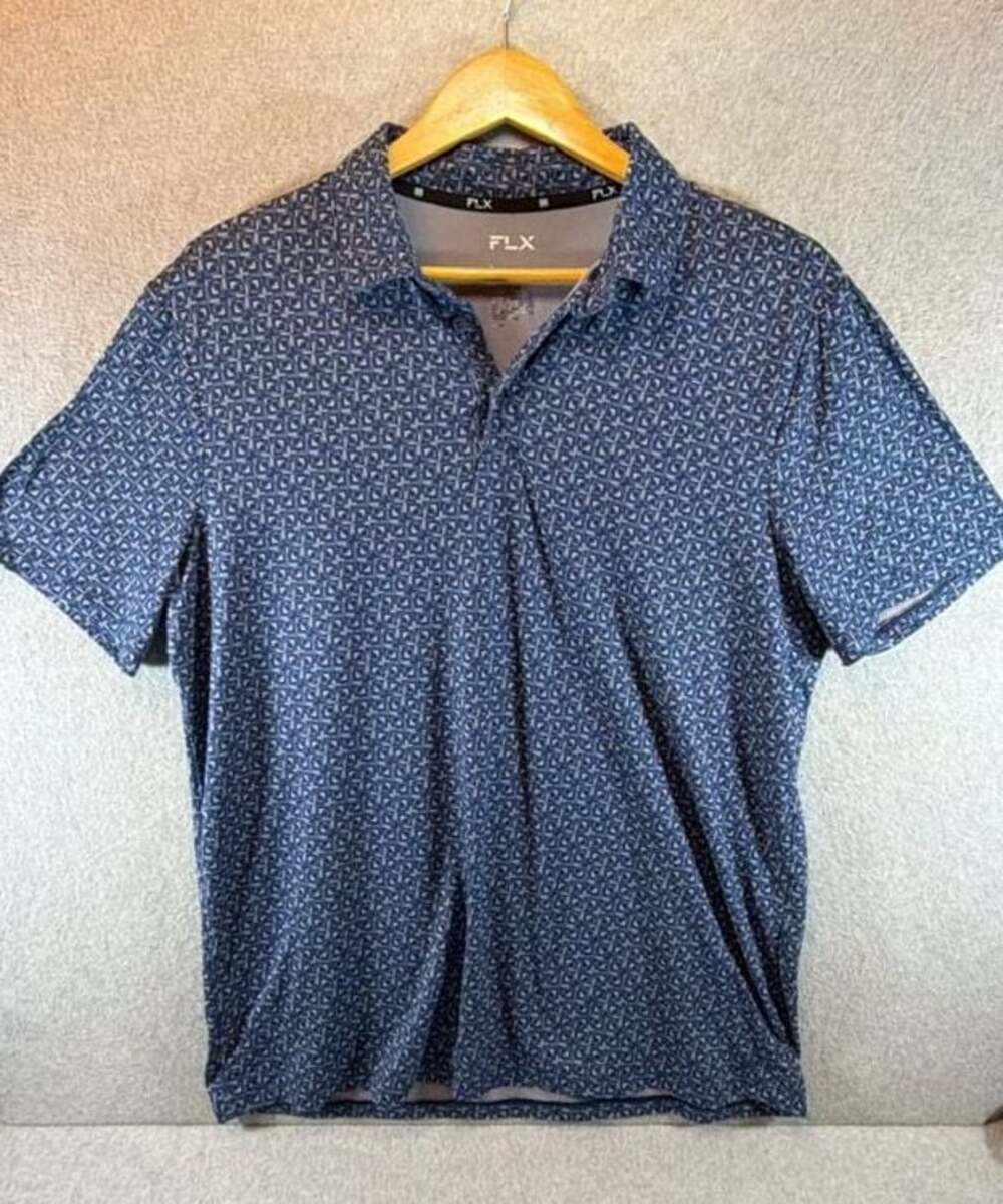 FLX Men's Performance Polo Shirt Geometric Pattern